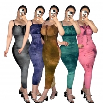 Skinny Dress Summer Print Strap Sleeveless Hip Wrap Dress Sexy Party Dress GNBL004