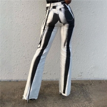 Women's new high waist digital printing slim horn yoga casual pants K22P23083