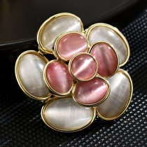 Heavy Industry Luxury Cat's Eye Stone Camellia brooch Premium Elegant Gentle brooch pin B21260180777