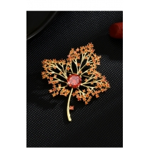 Orange red maple leaf suit coat brooch hollowed out maple leaf pin brooch simple leaf accessories J2-12