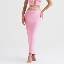 Women's Sedin tight sexy fish tail skirt with buttocks pink temperament European and American skirt S0101