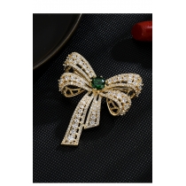 Heavy industry simple bowknot brooch anti fade small fragrance inlaid zircon corsage clothing coat high-grade accessories LXT0668H