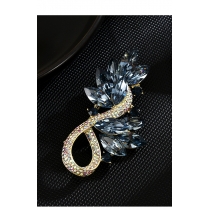Retro high-end brand luxury crystal blue valley brooch leaf bouquet corsage palace style accessories B4-8