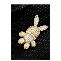Delicate Shiny Zircon Rabbit brooch pin Anti slip accessory suit corsage LXT0773H