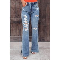 Trendy Pants Washed Slight Rags Women's Jeans JRM58012