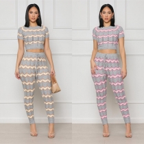 Color blocking wool woven suit wave pattern tight knit two-piece set WDS230119