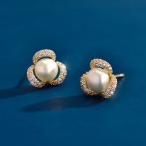 Simple Zircon Earrings s925 Sterling Silver Freshwater Pearl Earrings Women's Fashion Charm Jewelry TED1124