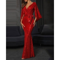 Sexy dress with split solid sequins long style mopping evening dress skirt DQ8685