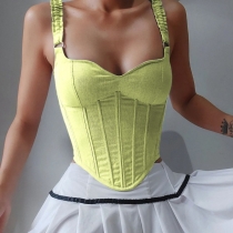 Basic fashion solid color slim fishbone waist sexy vest sling NW00050