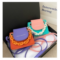 Summer color contrast mini bag Western-style one-shoulder trend messenger bag chain small square bag MS3853