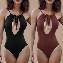 Sexy striped high-waisted conservative one-piece swimsuit AL659621219980