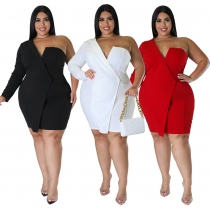 Large Spicy Girl Women's Solid Color Tight Sexy Dress Dress S0265