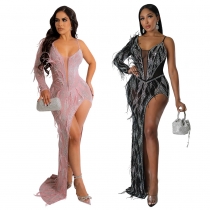 Women's Hot Diamond Sexy Irregular Nightclub Dress CY900219