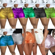 Women's metal candy color shorts B9417