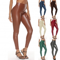 Multi color leather pants High waist leather pants Leggings Women's four side elastic hip lifting sexy pants PK20