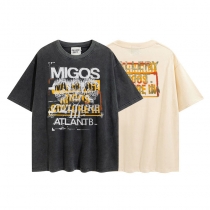 Loose fitting MIGOS co branded retro washed OVERSIZE short sleeved T-shirt XQ675292940446