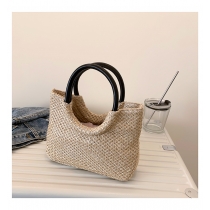 Large capacity portable straw woven bag, single shoulder woven bag MS8950