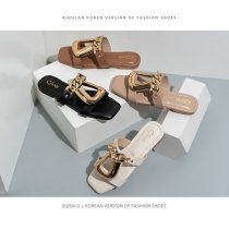 Versatile Chain U Button Slippers for Women's Hollow Outward Wear Sandals CFXXY-143