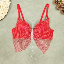 Sexy and fun lingerie, fishing net and diamond inlaid stage bra, colorful butterfly bra, love diamond pendant, tassel strap KNN8232