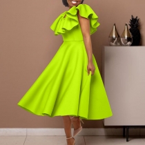 Fashionable temperament, ruffled hem, large skirt, banquet dress, dress D367
