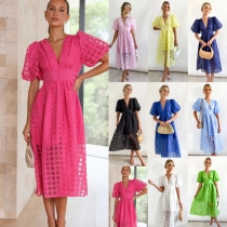 Fashion Multicolor Lantern Sleeve Dress Casual Party Dress YL230312