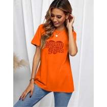 Cotton Short Sleeve Top Letter Printed T-shirt SD30512