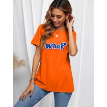 Casual style short sleeved top letter printed T-shirt SD30511