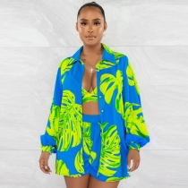 Sexy printed outerwear three piece nightclub outfit SRS10458