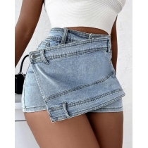 Large women's A-line high waist irregular wide leg pants show thin denim culottes ALG689296106062
