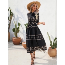 Summer Ethnic Style Printed 3/4 Sleeve Dress XML102117