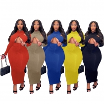 Large Women's Solid Color Dress X1011