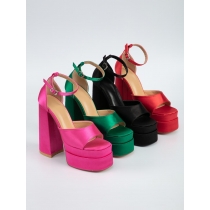 Hentian High Thick Sole Flat Button Strap Women's Sandals XSD678110182916