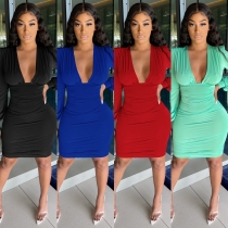 Women's Fashion Sexy Long Sleeve Solid Color Dress M20772
