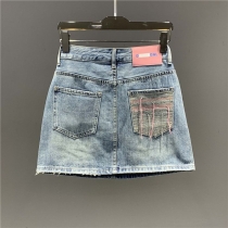 Peel cut and frayed denim short skirt M717247557576