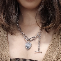 Stainless steel heart-shaped necklace A735993848785