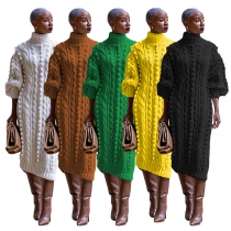 Women's casual high neck split knit long skirt TS1229
