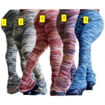 Women's colorful striped plush personalized plush pants pile up pants HR23113