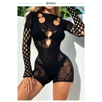 Sexy and fun hollow out perspective one-piece underwear with sleeves YDT278