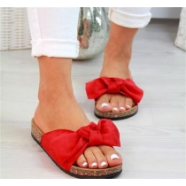 Bow tie flat bottomed slippers for women wearing lazy shoes HWJ664-1