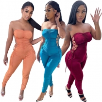 Pleated sexy women's jumpsuit G8124