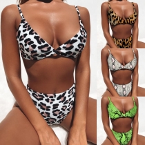Swimming Sexy Leopard Pattern Snake Pattern High Waist Women's Bikini XKK913