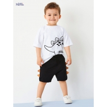 Cotton boys short sleeved two-piece set H22023