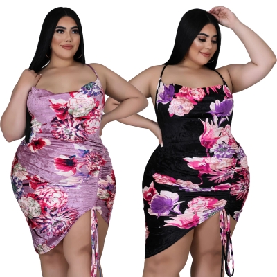 Women's Fashion Printed Sling Pack Hip Dress X9363