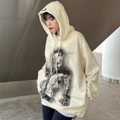 Fashion Print Casual Loose Hooded Long Sleeve Sweatshirt T279250K