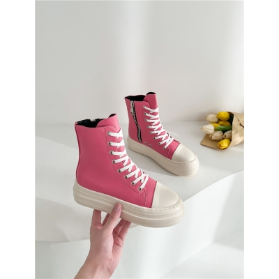 High top shoes with thick soles Women's zipper Canvas lace up high casual shoes Student muffin shoes PT5310P