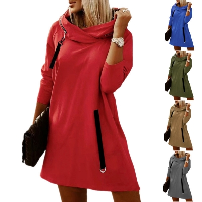 Loose zip hooded long sleeve dress SY20221119