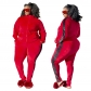 Fashion sports style solid color two-piece suit women's plus size women's loose long-sleeved jacket with pencil pants CY1840