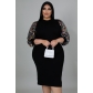 Women's clothing new sexy solid color sequined puff sleeve fat lady dress fat lady dress QJ5297