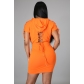 Summer fashion new casual solid color bandage hooded dress p8660
