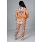 Women's autumn and winter new style printed shirt pants with zipper two-piece suit y6616